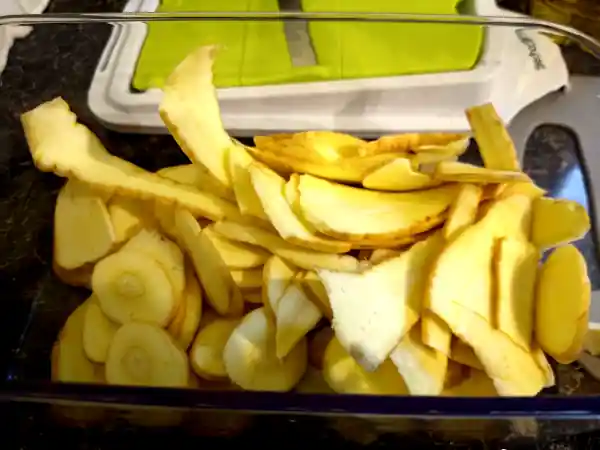 perfectly sliced parsnips for air frying