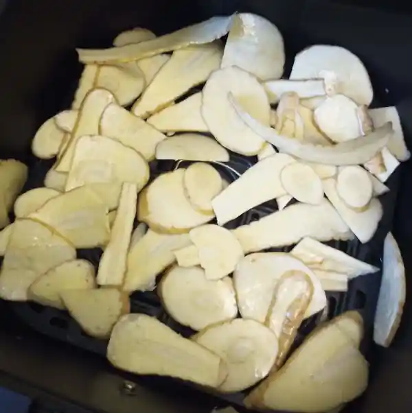 parsnips sliced and ready for the airfryer