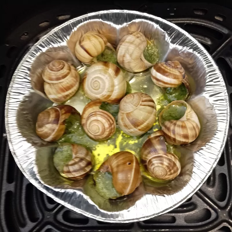 12 lidl snails cooked with butter and garlic in air fryer